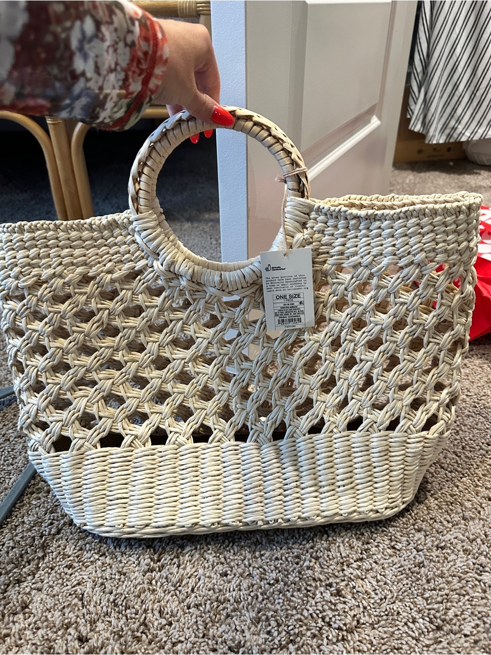 Target Cream Woven Round-Handle Tote